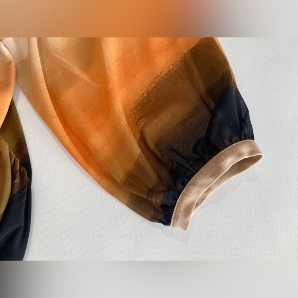 NEW 1X Plus Size Calvin Klein Ombre Matte Jersey V-Neck Long Chiffon Sleeve $80 - Picture 5 of 10